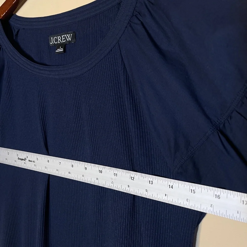 J. Crew Dark Blue Puff Sleeve Blouse